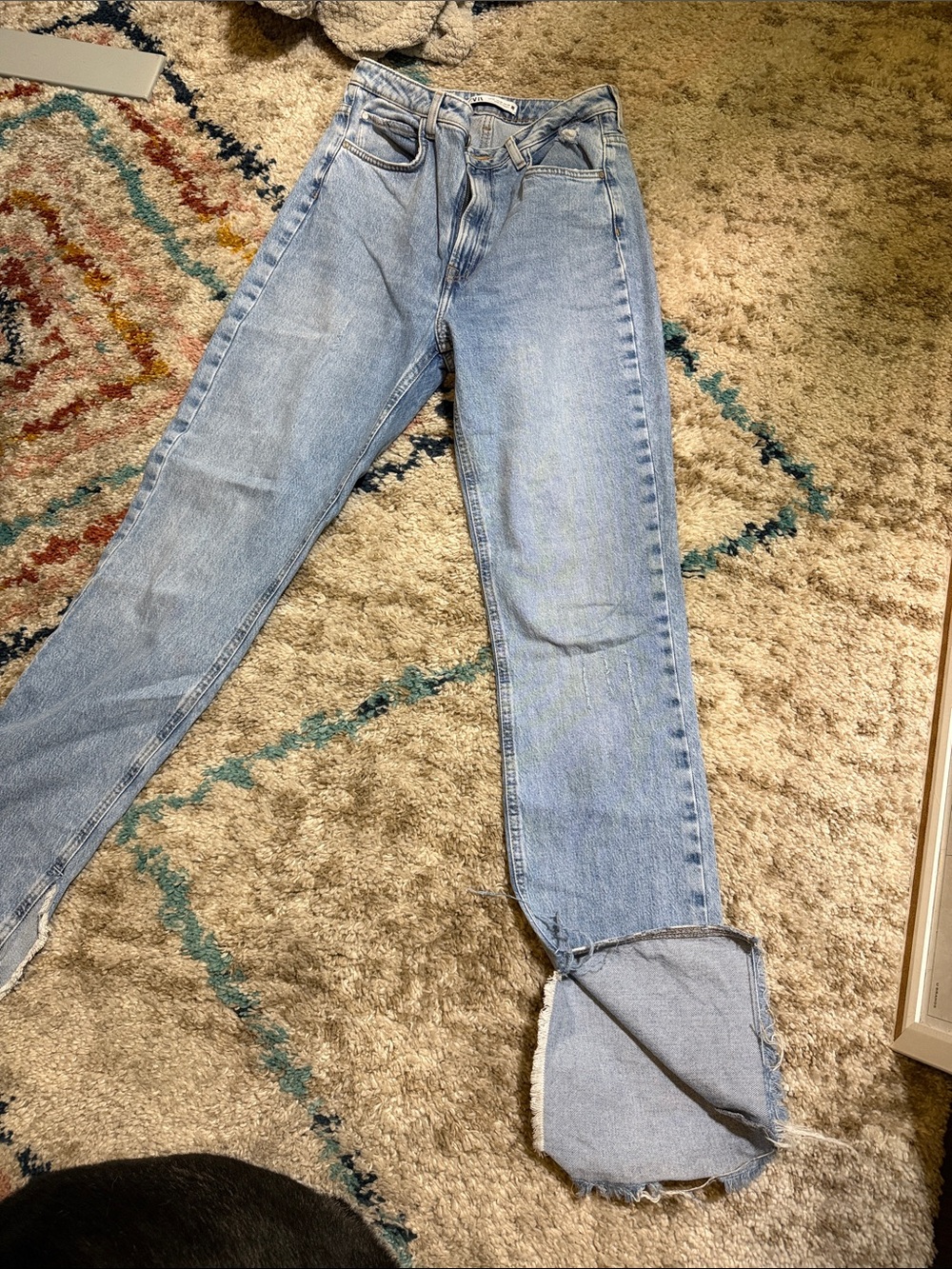 Zara Light Blue High-Rise Straight Jeans